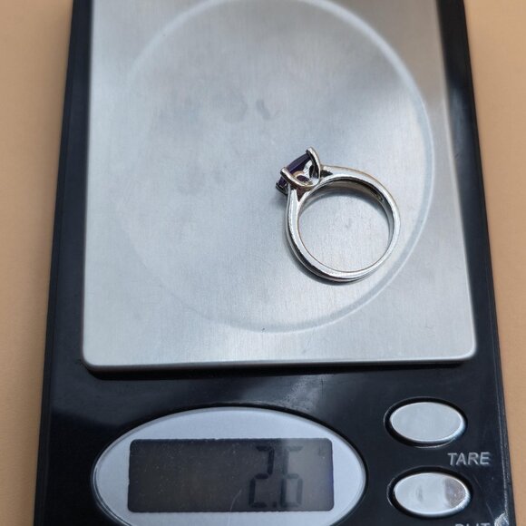 Size 6 Sterling Silver Square Brilliant Amethyst Gem Ring A4680 - Picture 10 of 10